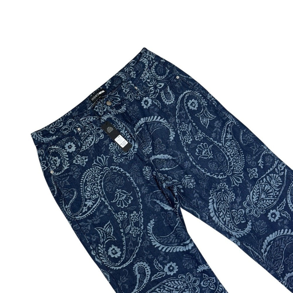Fashion Nova Blue Floral Wide-Leg Pants - Picture 4 of 6